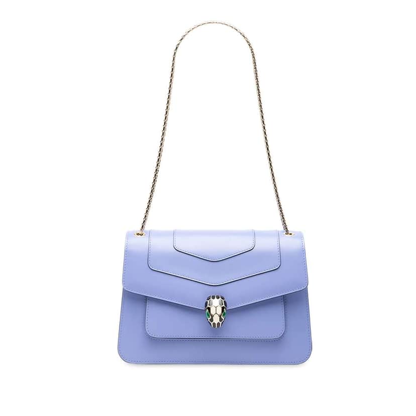 Bvlgari Medium Calfskin Serpenti Forever Shoulder Bag Purple Leather Good condition - Front View