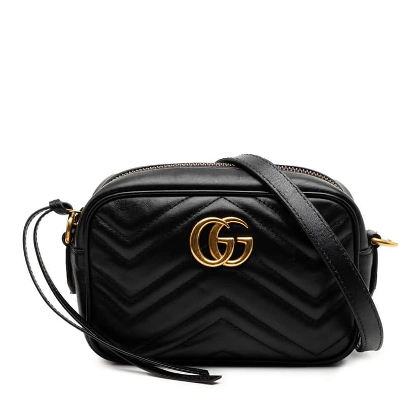 Gucci Mini GG Marmont Matelasse Leather Crossbody Black Leather Good condition - Front View