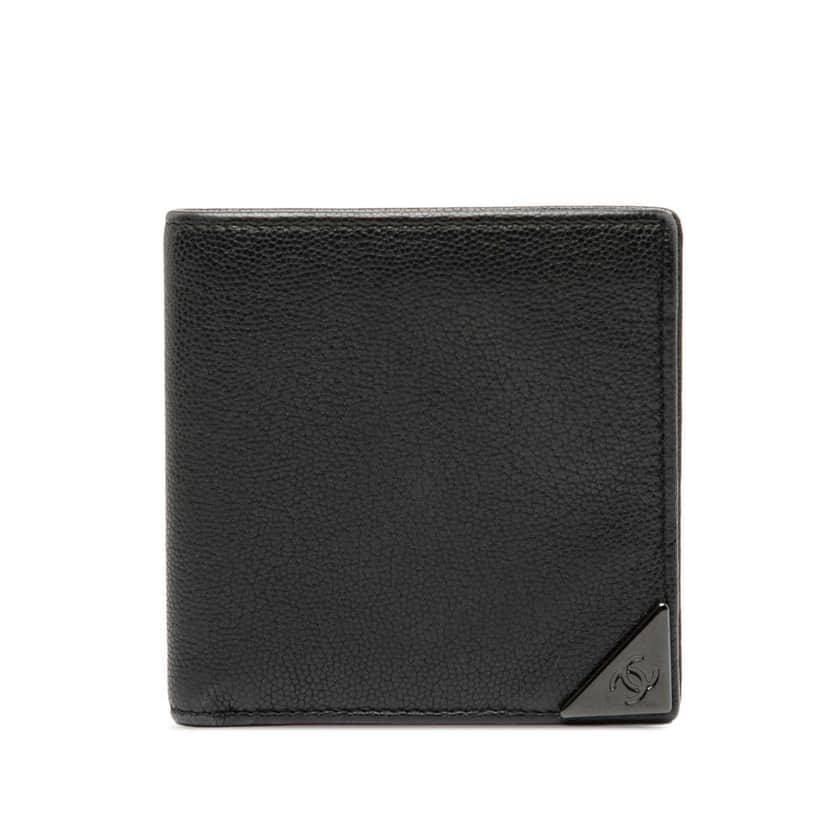 Chanel CC Caviar Bifold Wallet Black Leather Good condition - Front View