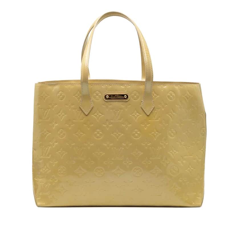 Louis Vuitton Monogram Vernis Wilshire MM Yellow Leather Good condition - Front View