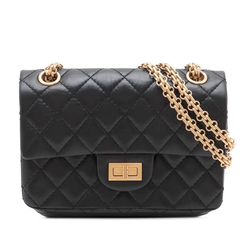 Chanel Mini Reissue 2.55 Quilted Aged Calfskin Single Flap Black Leather Good condition - Front View