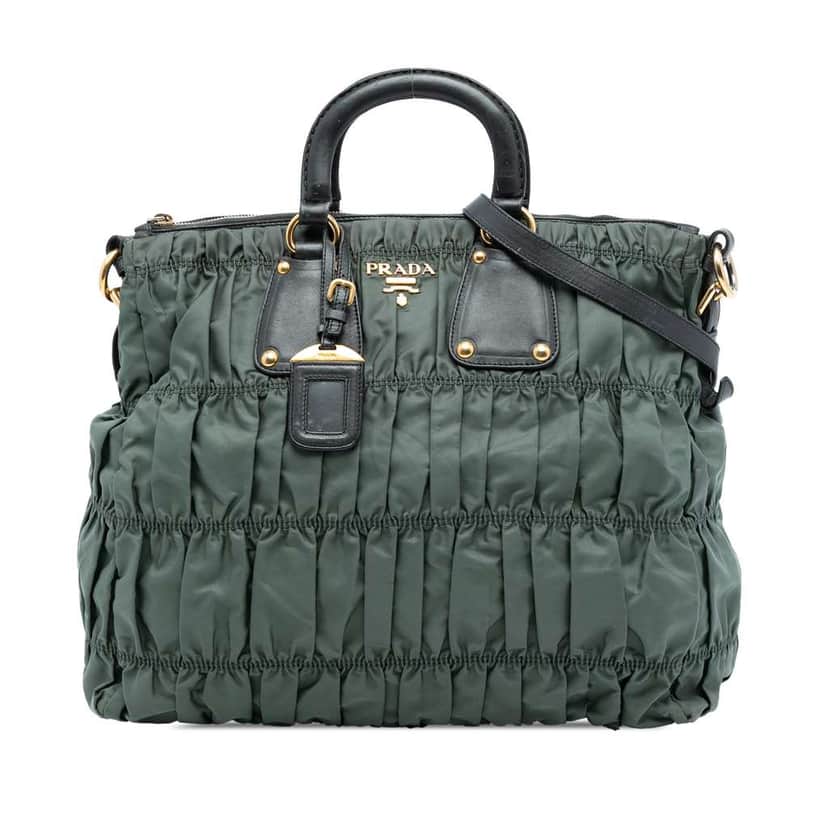Prada Tessuto Gaufre Tote Green Good condition - Front View