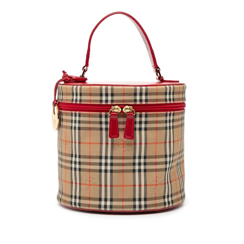 Burberry Haymarket Check Canvas Vanity Bag Brown Canvas Good condition - Front View