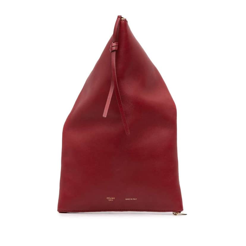 Celine Lambskin Berlingot Clutch Red Leather Good condition - Front View