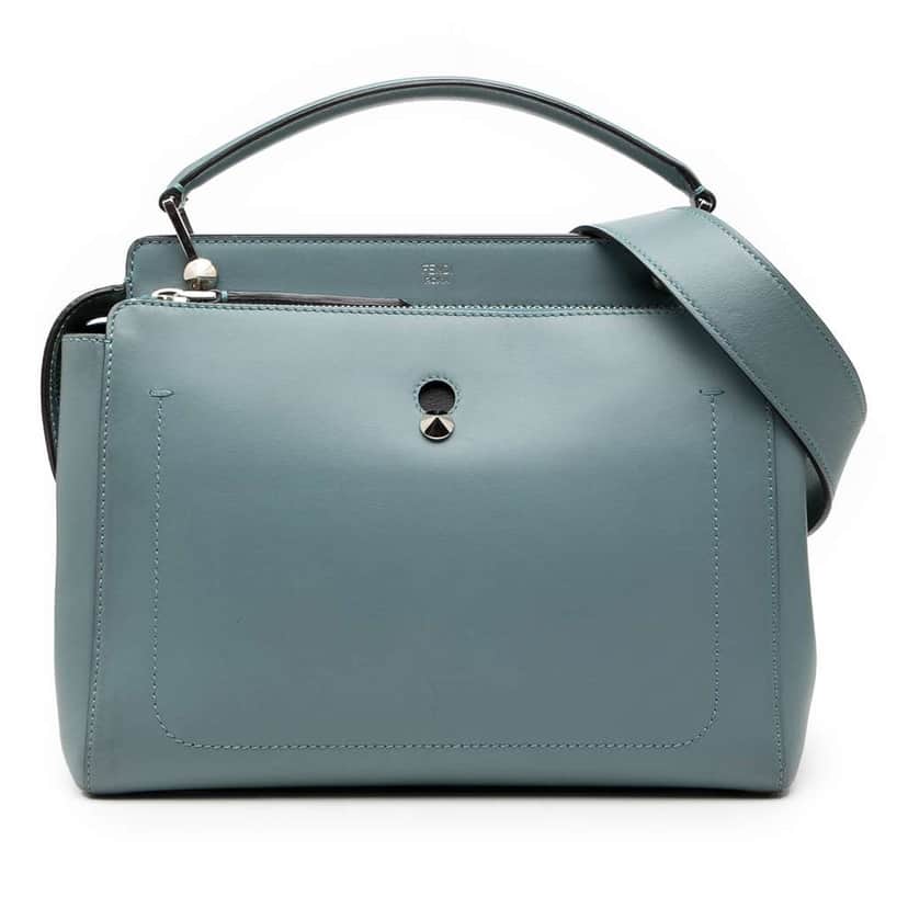 Fendi Medium Leather DotCom Satchel Blue Leather Very good condition - Front View