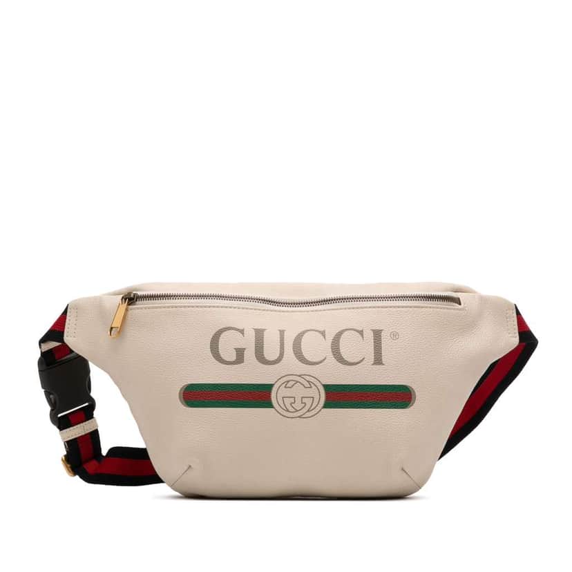 Gucci Leather Logo Belt Bag White Leather Very good condition - Front View