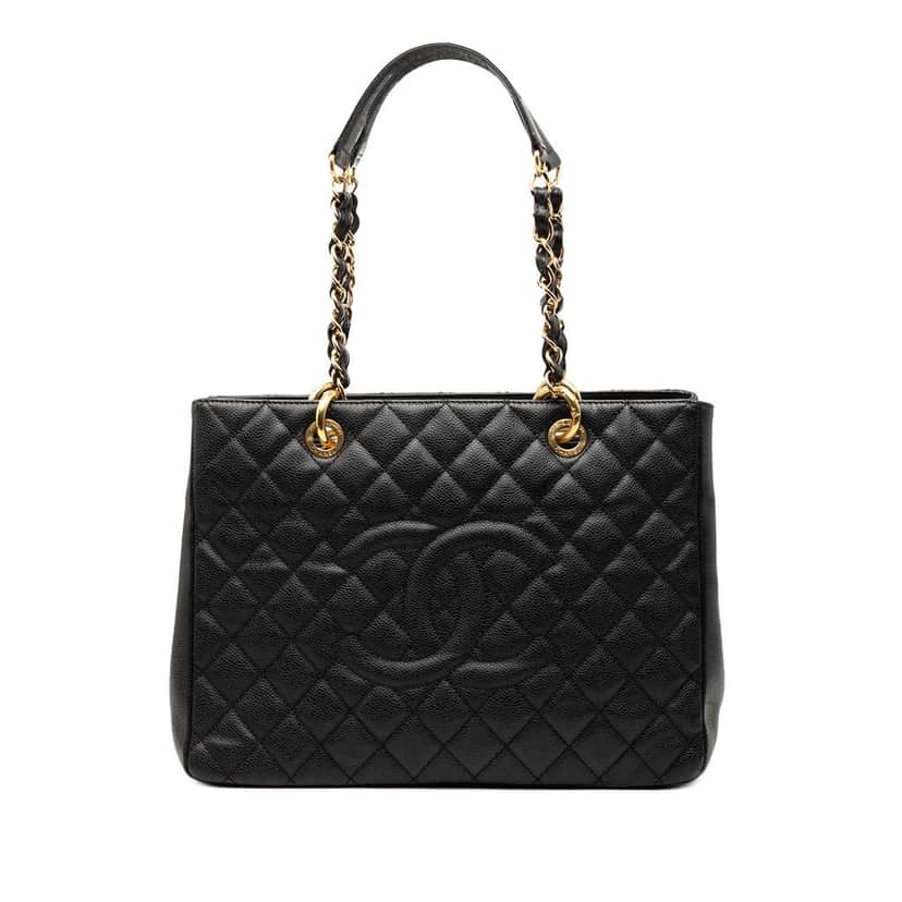 Chanel Caviar Grand Shopping Tote Black Leather Good condition - Front View