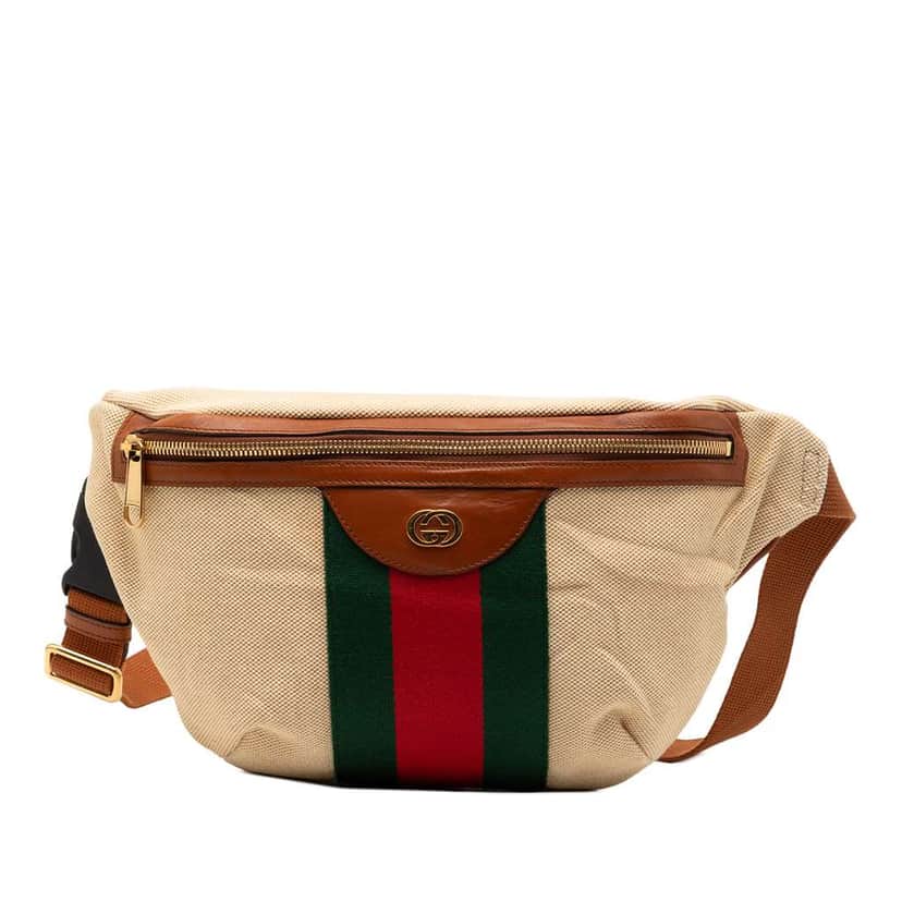 Gucci Canvas Web Belt Bag Brown Canvas Good condition - Front View