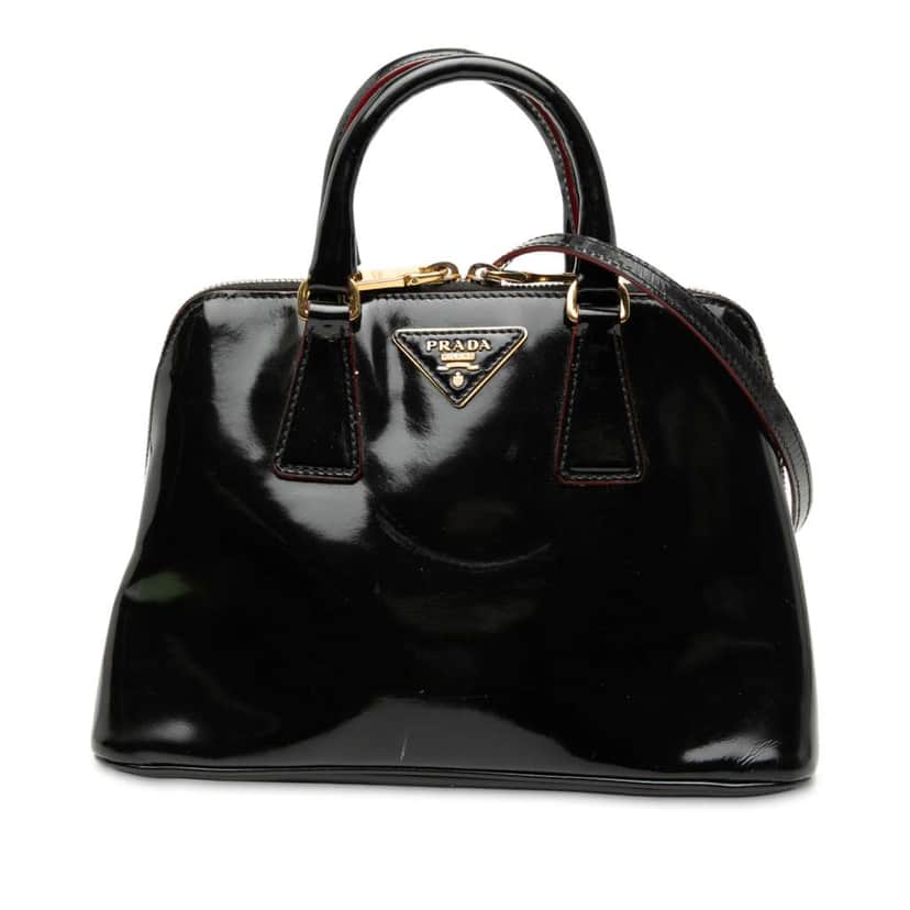 Prada Small Spazzolato Promenade Satchel Black Leather Good condition - Front View
