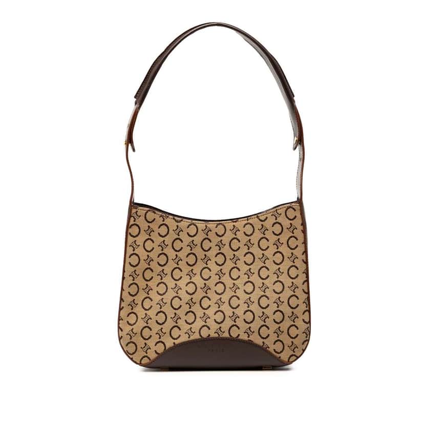 Celine C Macadam Canvas Shoulder Bag Brown Canvas Good condition - Front View