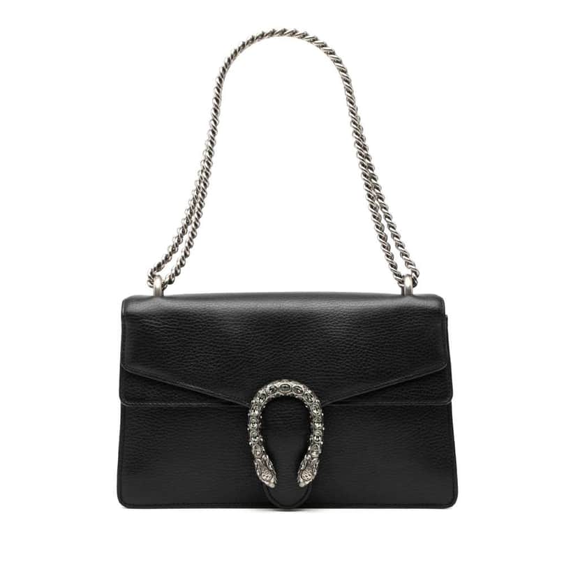 Gucci Small Leather Dionysus Shoulder Bag Black Leather Good condition - Front View
