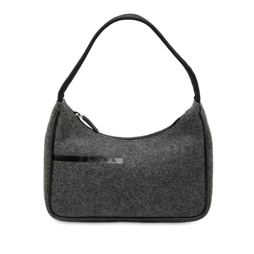 Prada Wool Sport Shoulder Bag Grey Wool Good condition - Front View