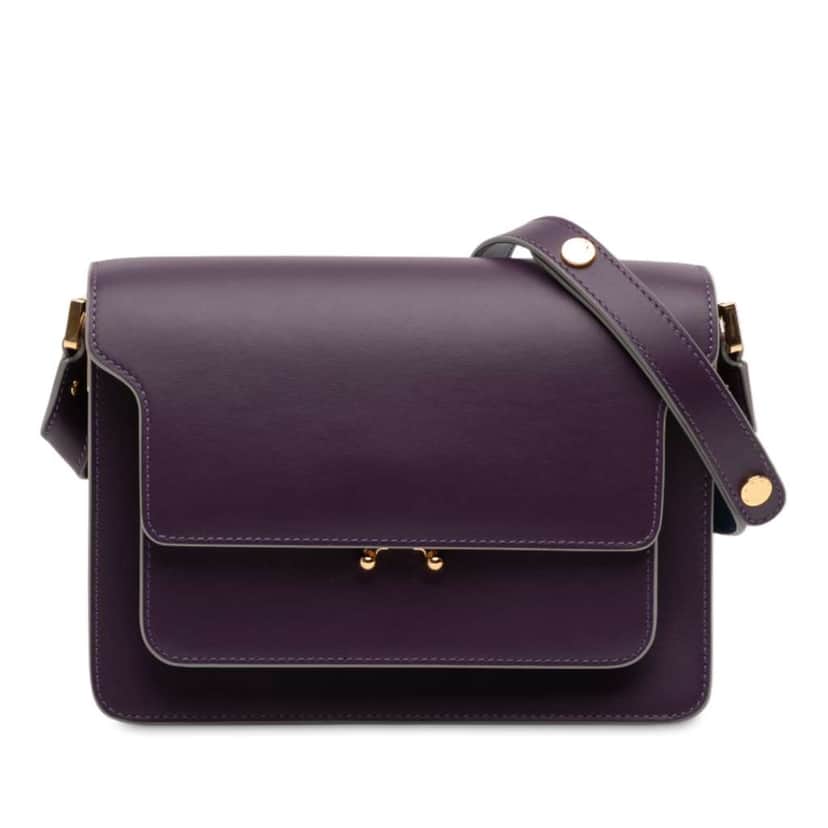 Marni Medium Leather Trunk Crossbody Purple Leather Good condition - Front View