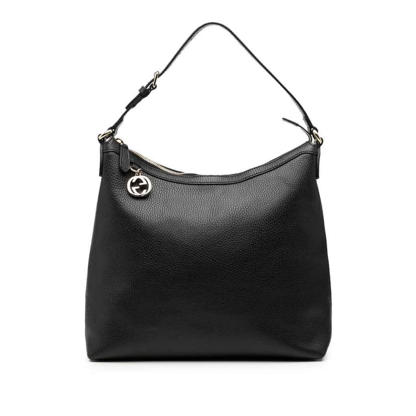Gucci Leather GG Charm Tote Black Leather Very good condition - Front View