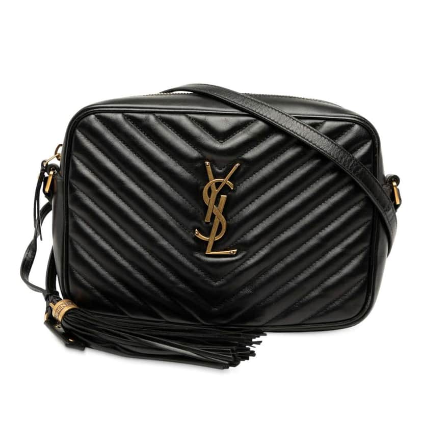 Saint Laurent Matelasse Leather Monogram Lou Camera Bag Black Leather Good condition - Front View