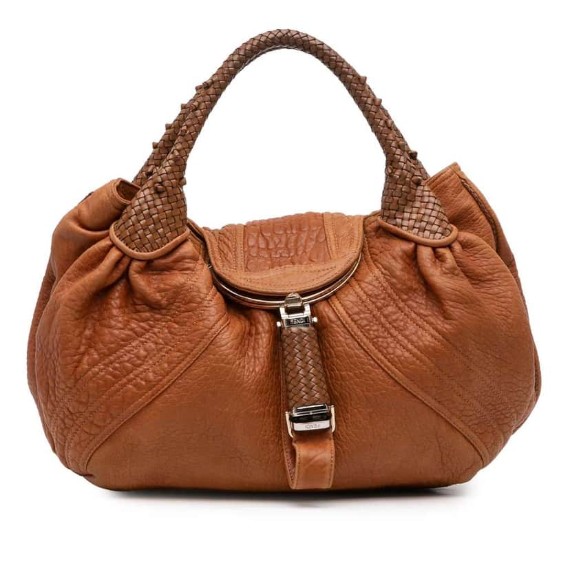 Fendi Large Leather Spy Handbag Brown Leather Good condition - Front View