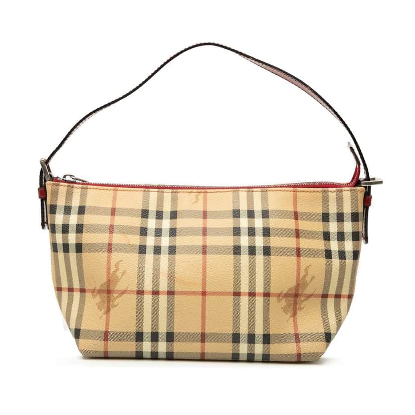 Burberry Haymarket Check Coated Canvas Handbag Brown Canvas Good condition - Front View