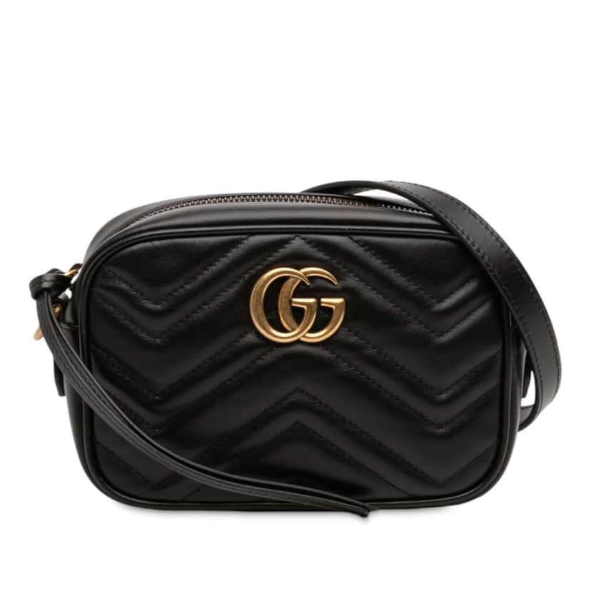 Gucci Mini GG Marmont Matelasse Leather Crossbody Black Leather Good condition - Front View