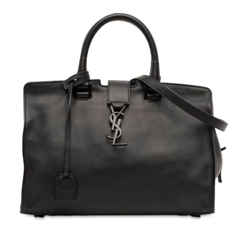 Saint Laurent Small Leather Monogram Cabas Satchel Black Leather Good condition - Front View