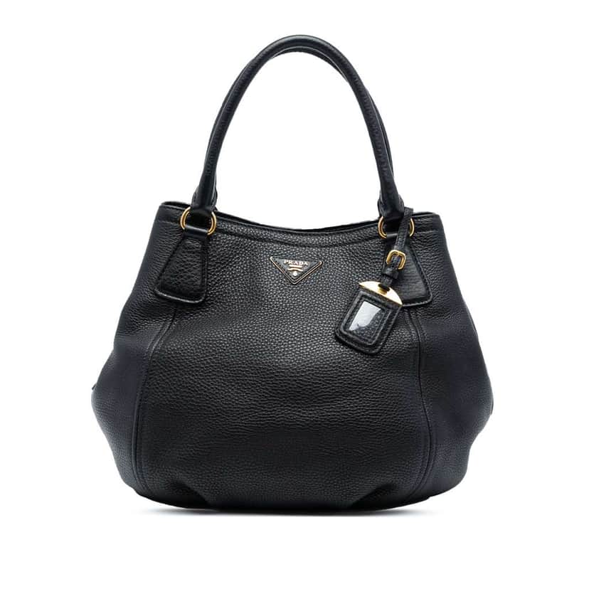 Prada Vitello Daino Open Convertible Tote Black Leather Good condition - Front View