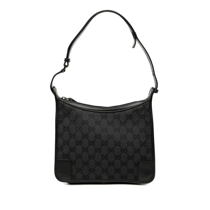 Gucci GG Canvas Shoulder Bag Black Canvas Good condition - Front View