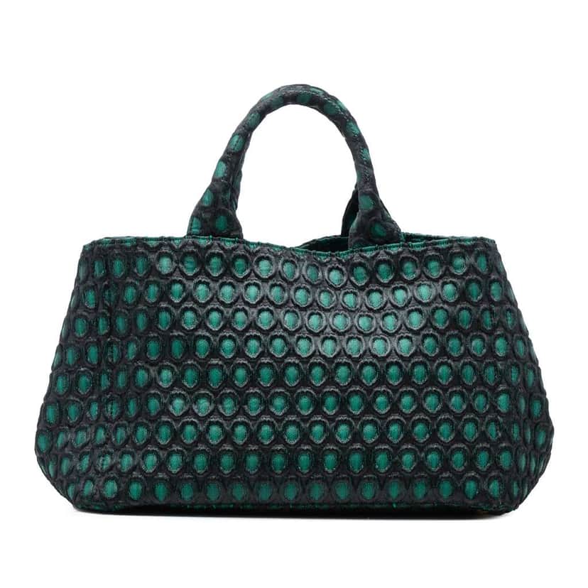Prada Broccato Canapa Satchel Green Polyester Very good condition - Front View