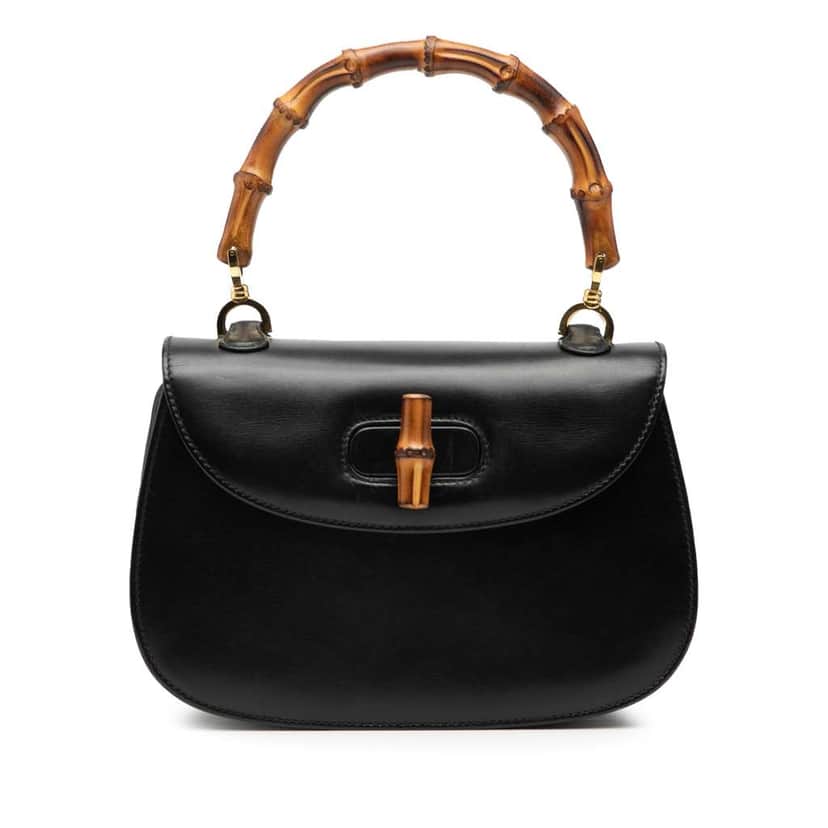 Gucci Calfskin Bamboo Night Black Leather Good condition - Front View