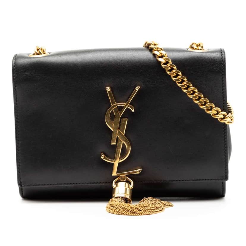 Saint Laurent Small Smooth Calfskin Monogram Kate Tassel Crossbody Black Leather Very good condition - Front View