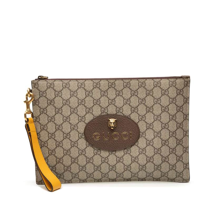 Gucci GG Supreme Neo Vintage Clutch Brown Canvas Good condition - Front View