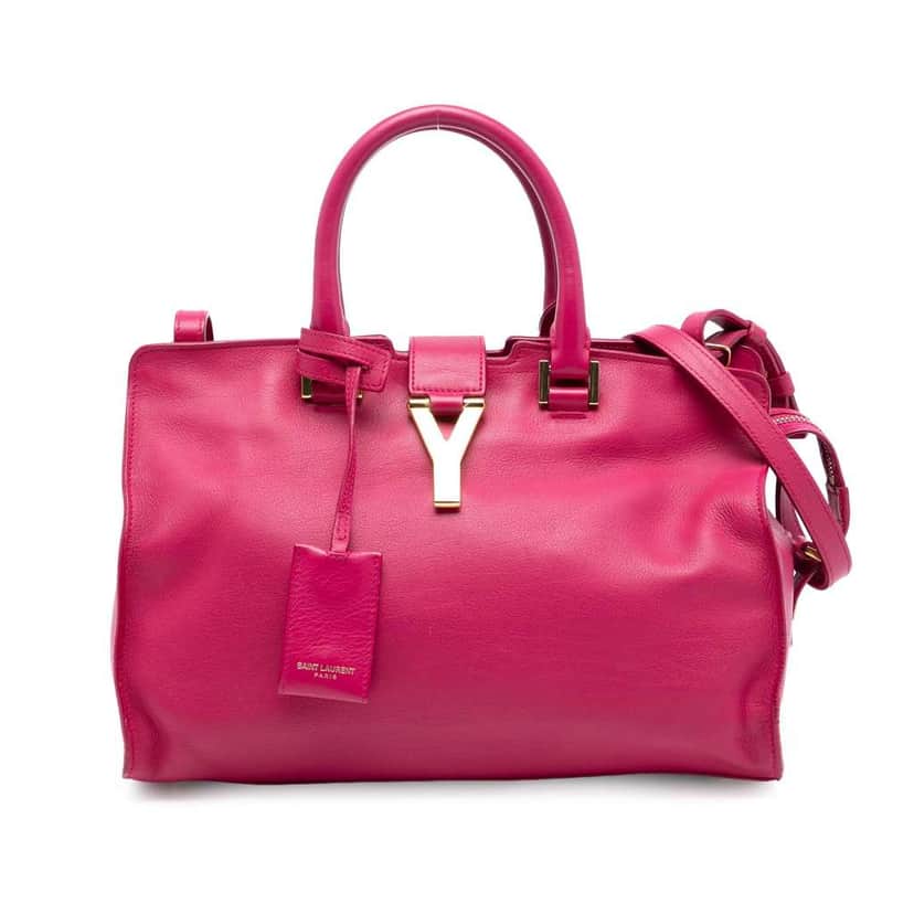 Saint Laurent Small Calfskin Cabas Chyc Satchel Pink Leather Very good condition - Front View
