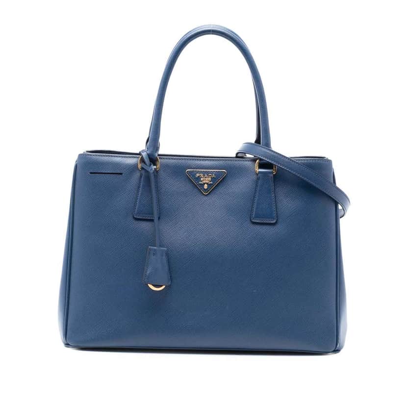 Prada Medium Saffiano Lux Galleria Satchel Blue Leather Very good condition - Front View