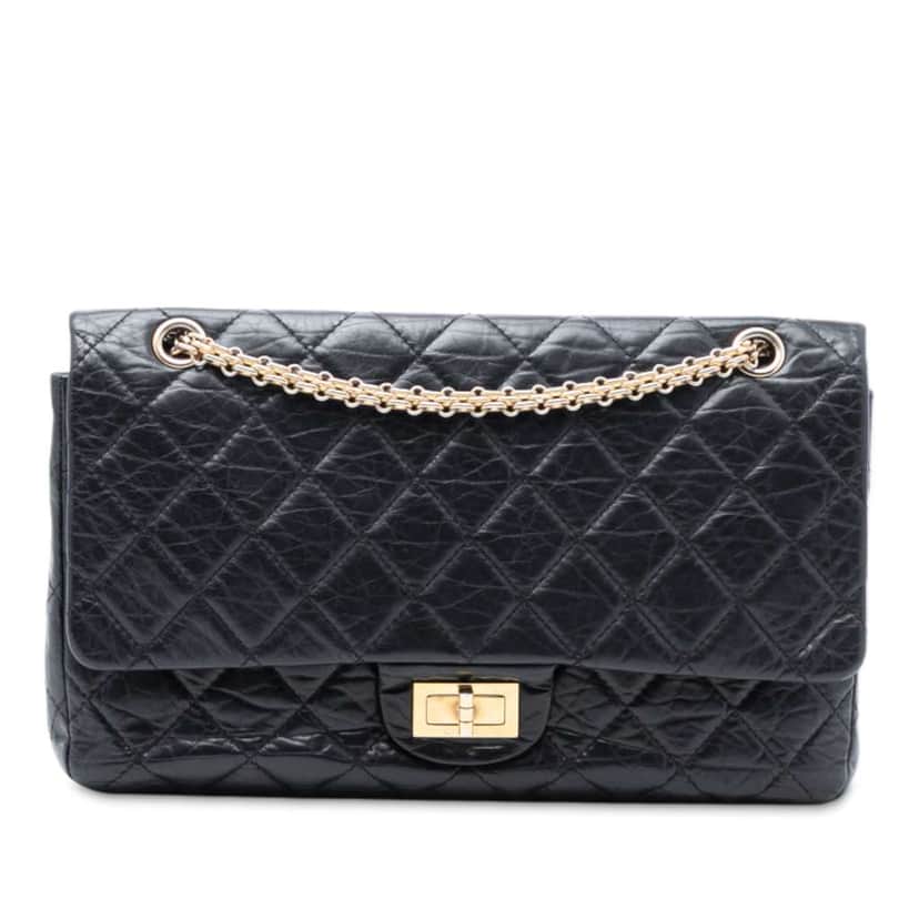 Chanel Reissue 2.55 Aged Calfskin Double Flap 226 Black Leather Good condition - Front View
