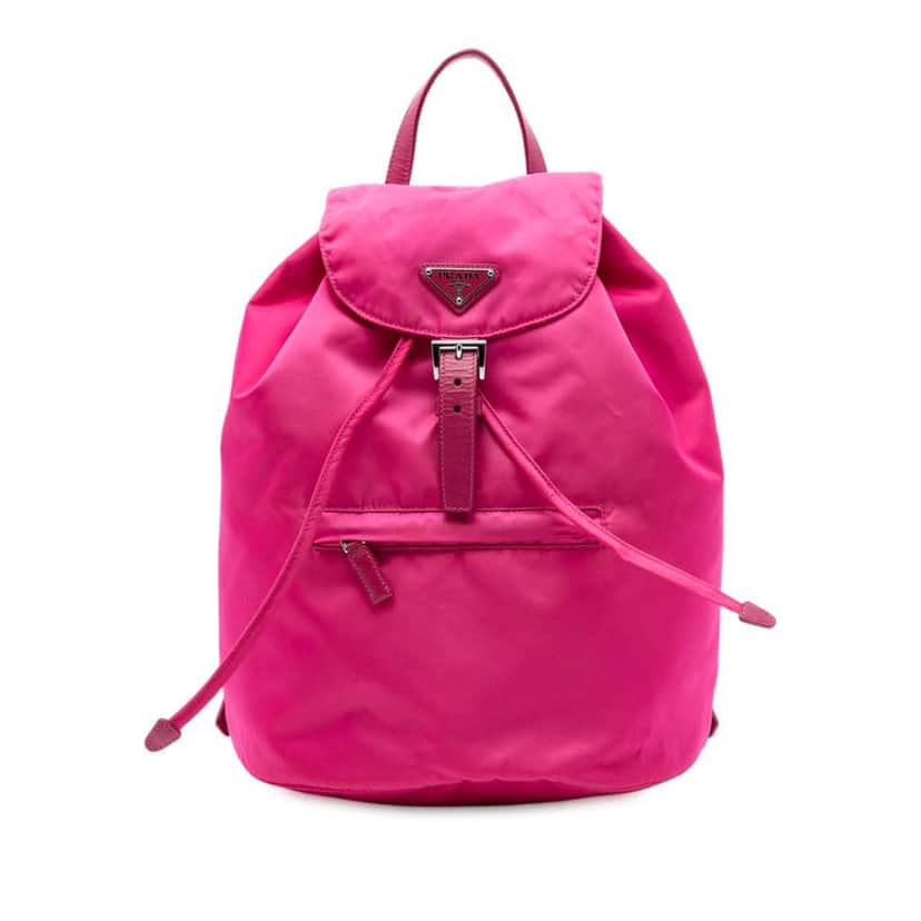 Prada Tessuto Drawstring Backpack Pink Good condition - Front View