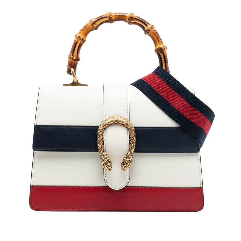 Gucci Medium Leather Bamboo Dionysus Web Satchel White Leather Good condition - Front View