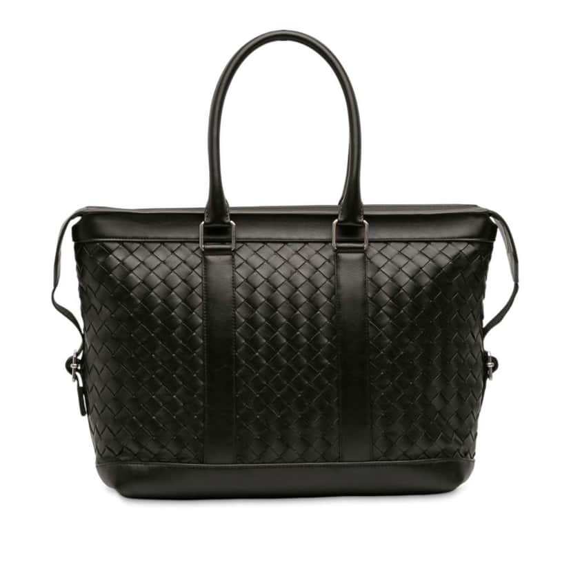 Bottega Veneta Leather Intrecciato Zip Tote Black Leather Good condition - Front View