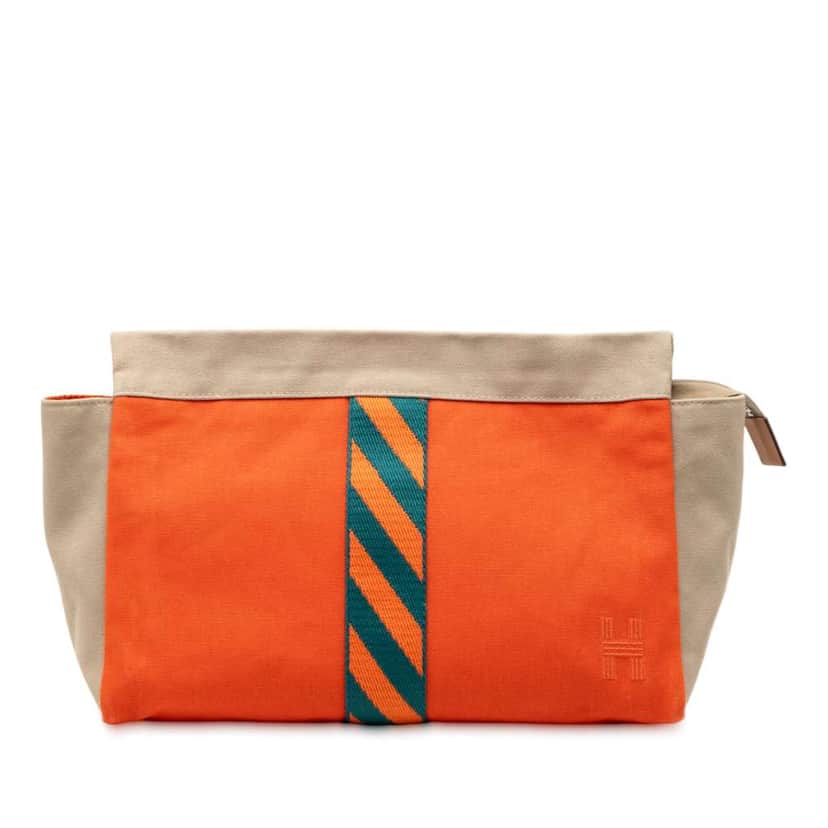 Hermès Canvas Jimetou Jumping Case Orange Canvas Very good condition - Front View