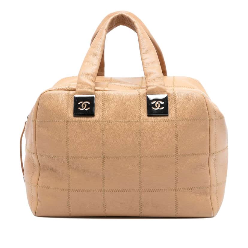 Chanel CC Choco Bar Caviar Stitched Boston Brown Leather Good condition - Front View