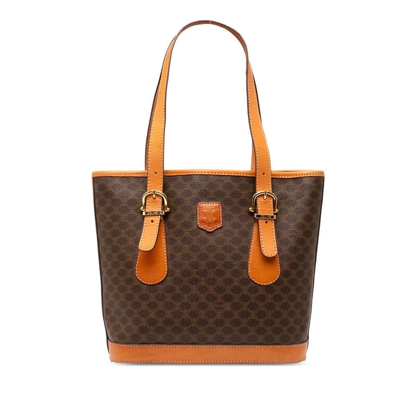 Celine Macadam Coated Canvas Shoulder Bag Brown Canvas Good condition - Front View