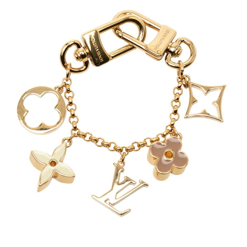 Louis Vuitton Gold Plated Fleur de Monogram Bag Charm Gold Metal Good condition - Front View