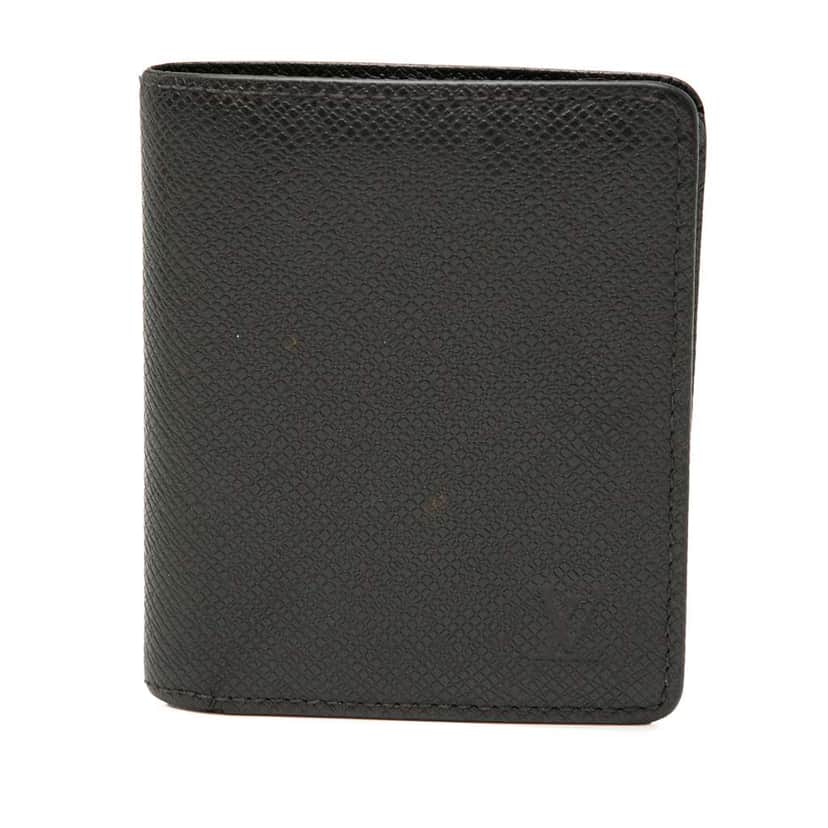 Louis Vuitton Taiga Bifold Small Wallet Black Leather Good condition - Front View