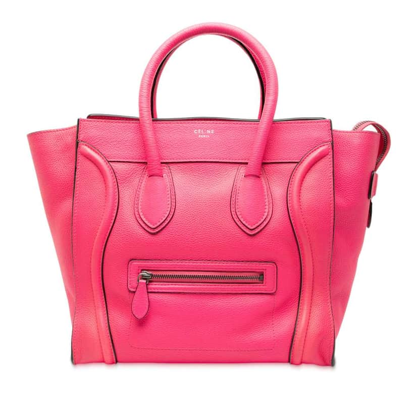 Celine Mini Leather Luggage Tote Pink Leather Good condition - Front View