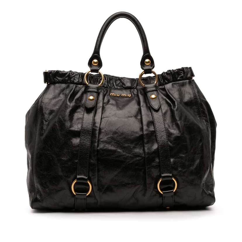 Miu Miu Vitello Shine Satchel Black Leather Good condition - Front View