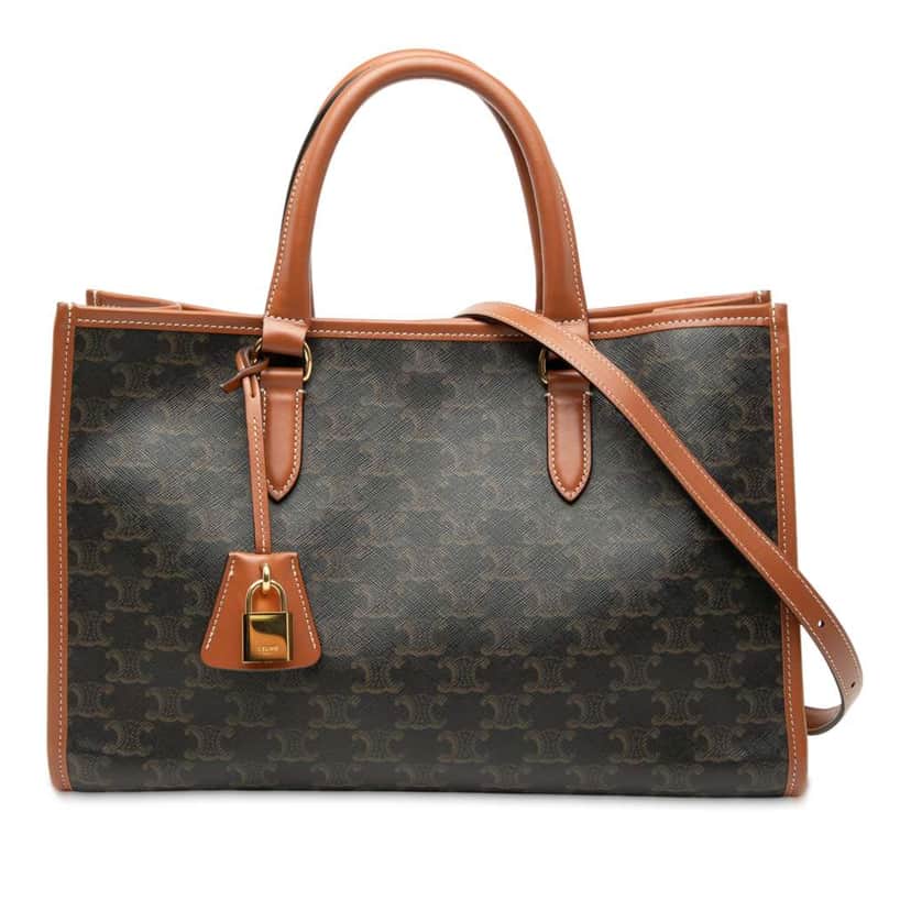 Celine Mini Triomphe Coated Canvas Horizontal Cabas Tote Brown Canvas Good condition - Front View