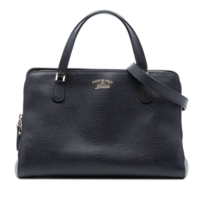 Gucci Calfskin Swing Top Handle Satchel Black Leather Good condition - Front View