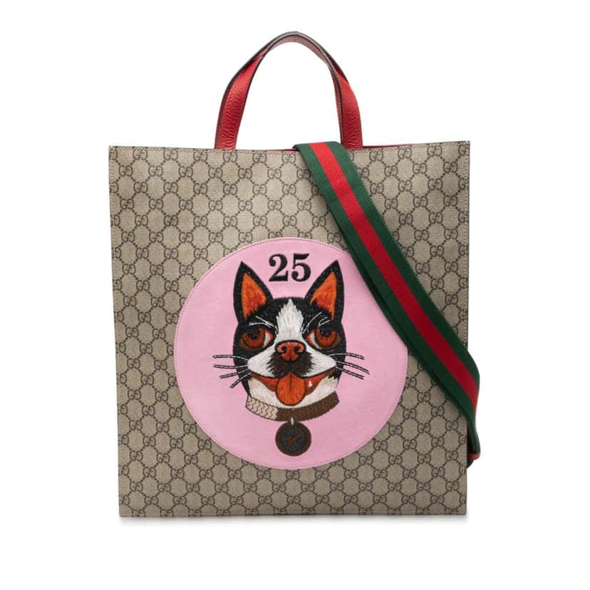Gucci GG Supreme Web Bosco Satchel Brown Canvas Good condition - Front View