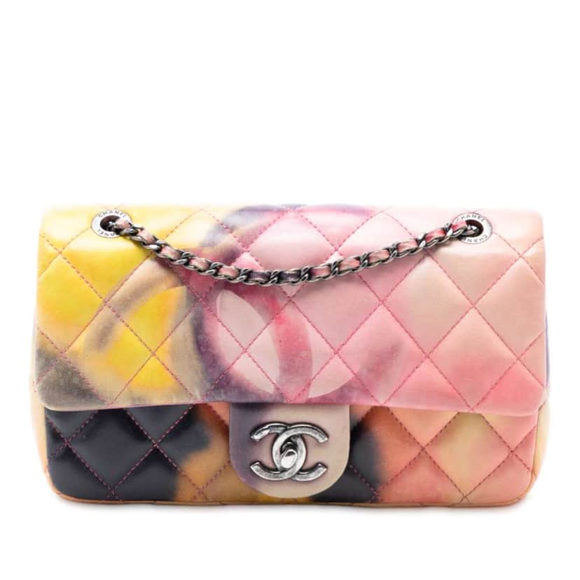 Chanel Small Lambskin Flower Power Single Flap Pink Leather Good condition - Front View