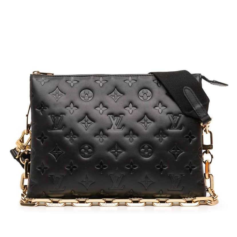 Louis Vuitton Monogram Embossed Puffy Lambskin Coussin PM Black Leather Very good condition - Front View