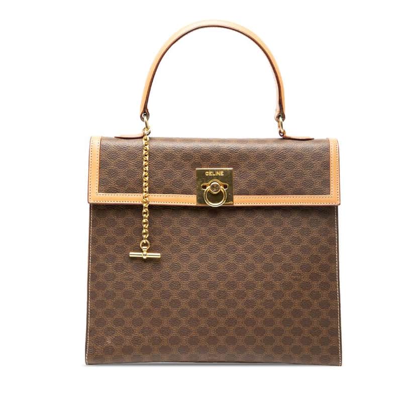 Celine Macadam Coated Canvas Top Handle Bag Brown Canvas Good condition - Front View