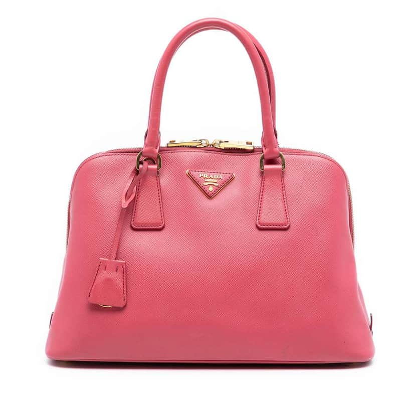 Prada Medium Saffiano Lux Promenade Satchel Pink Leather Very good condition - Front View