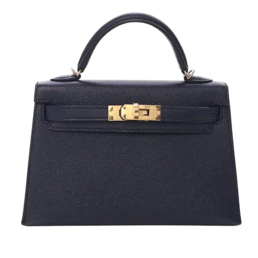 Hermès Mini Epsom Kelly II Sellier 20 Blue Leather Very good condition - Front View